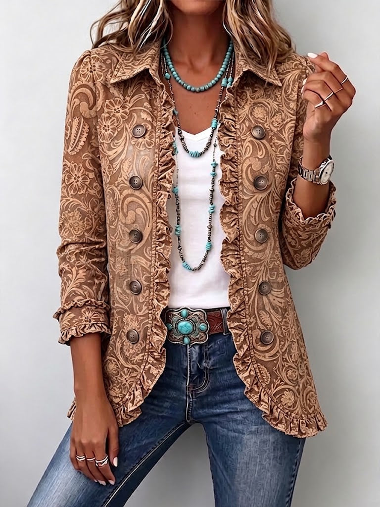 Bruna | Veste Florale Vintage à Volants
