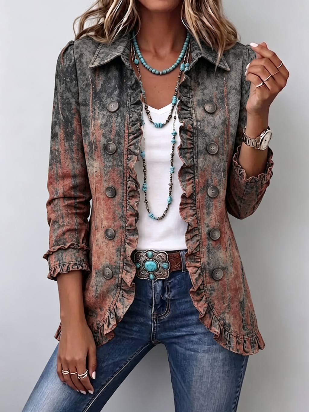 Vincenza | Veste texturée dégradée à volants