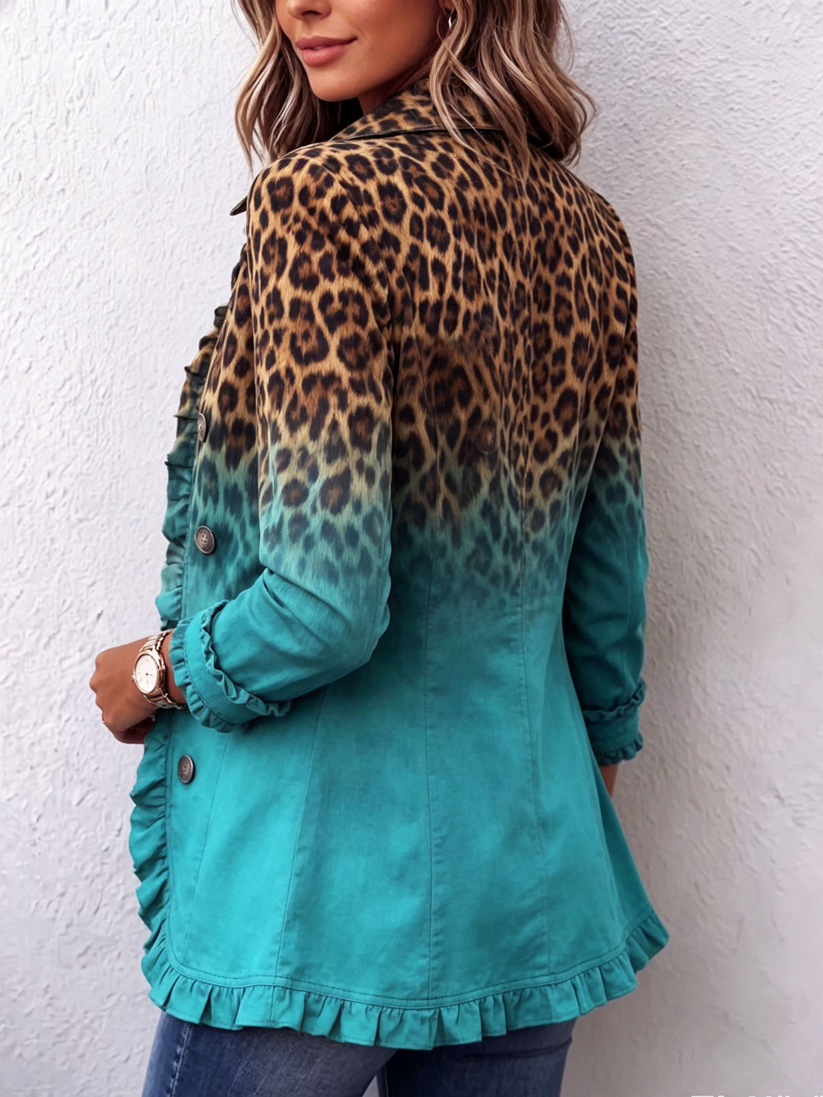 Giuseppina | Blazer Léopard Dégradé à Volants