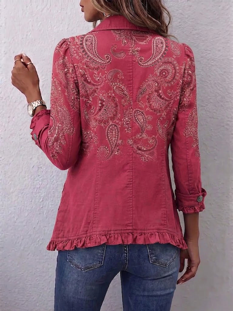 Agnese | Veste Cachemire Rose à Volants