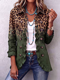 Nunzia | Blazer léopard vert à volants