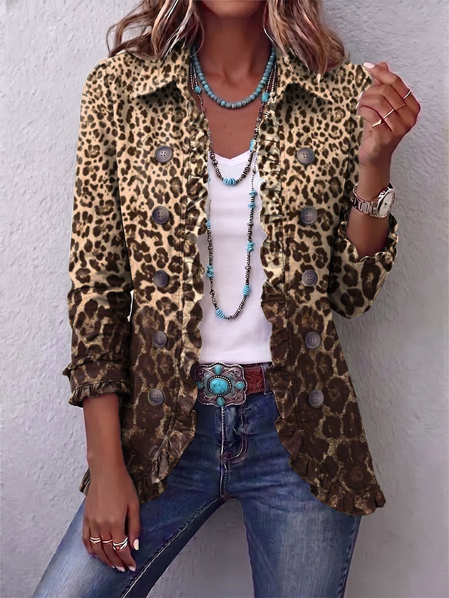 Gina | Veste léopard à volants