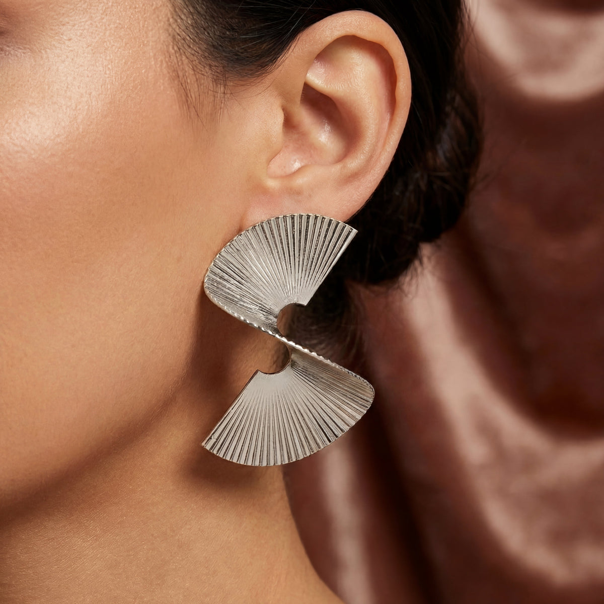 Pendientes de Metal Plisado