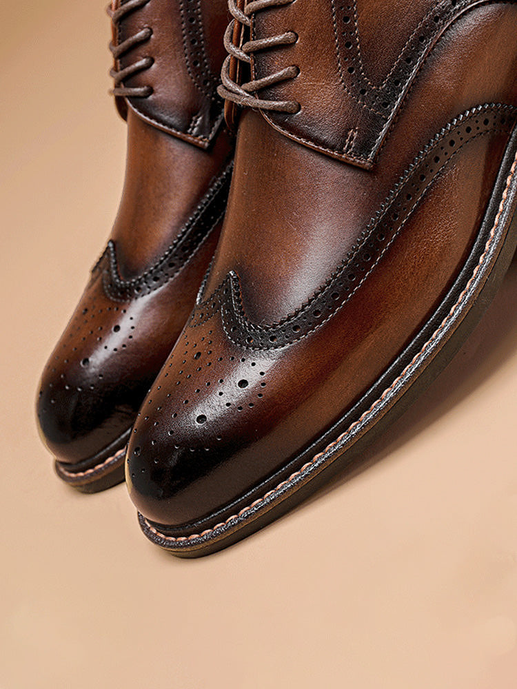 Chaussures Brogue Wingtip en Cuir