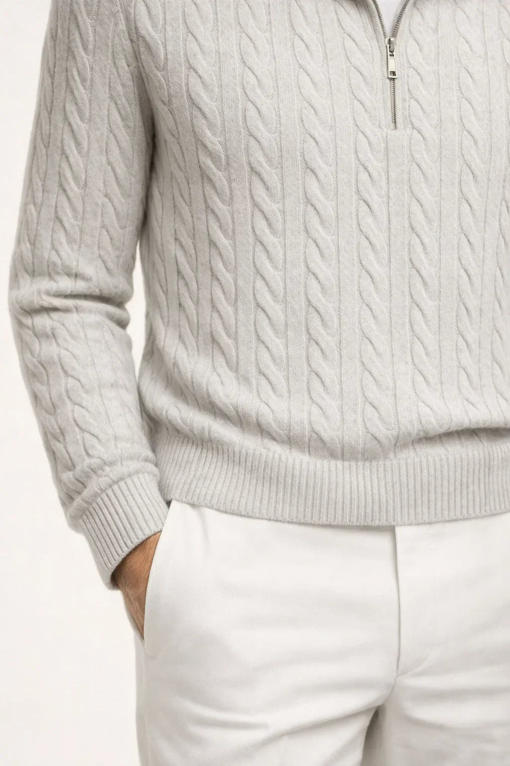 Pull zippé en maille Sero gris