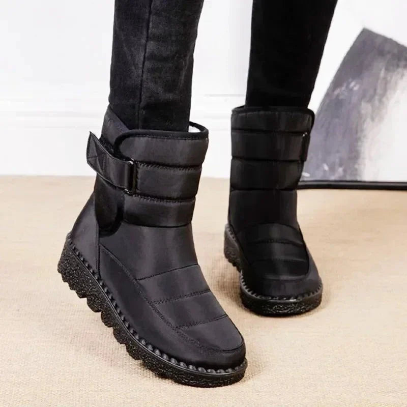 Waterproof Boots For Women | Quilted Ankle Buckle Chunky Sole